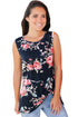 Sexy Knot Front Detail Navy Floral Tank Top